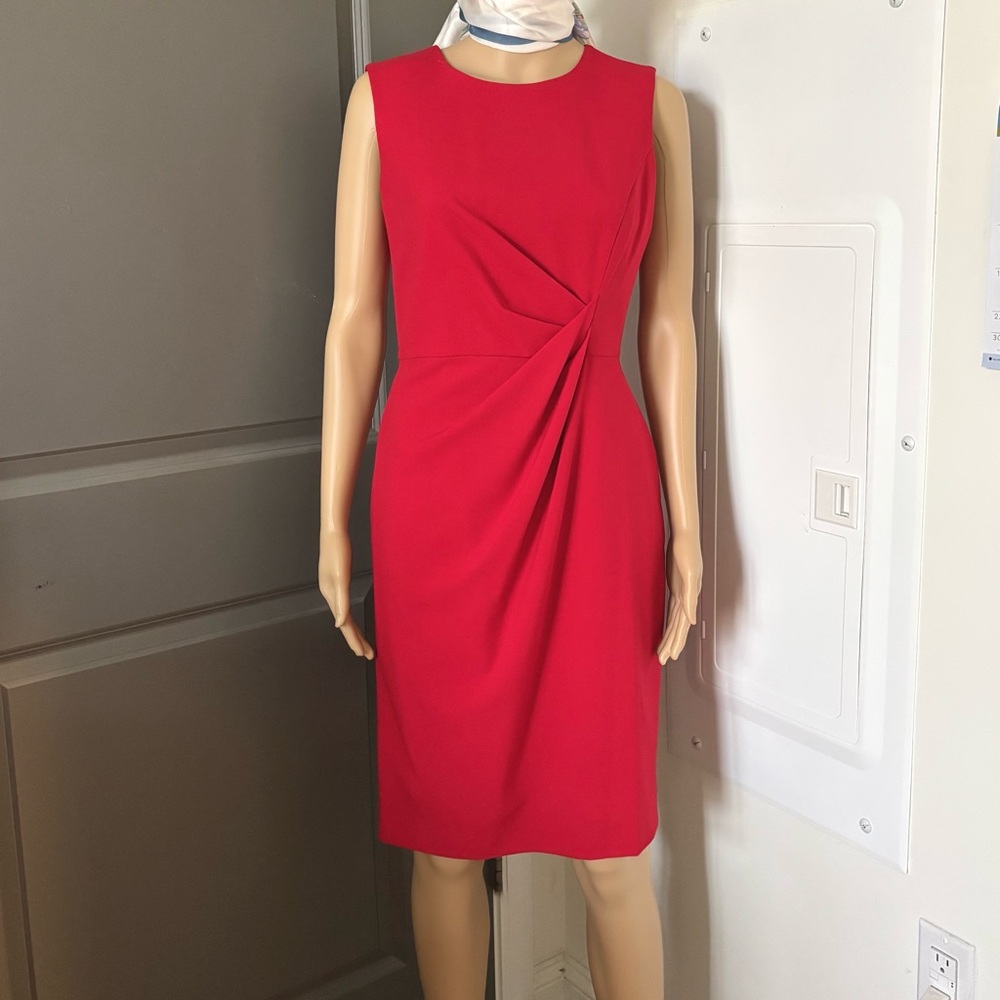 Calvin Klein Red Midi pencil Dress size 4 used